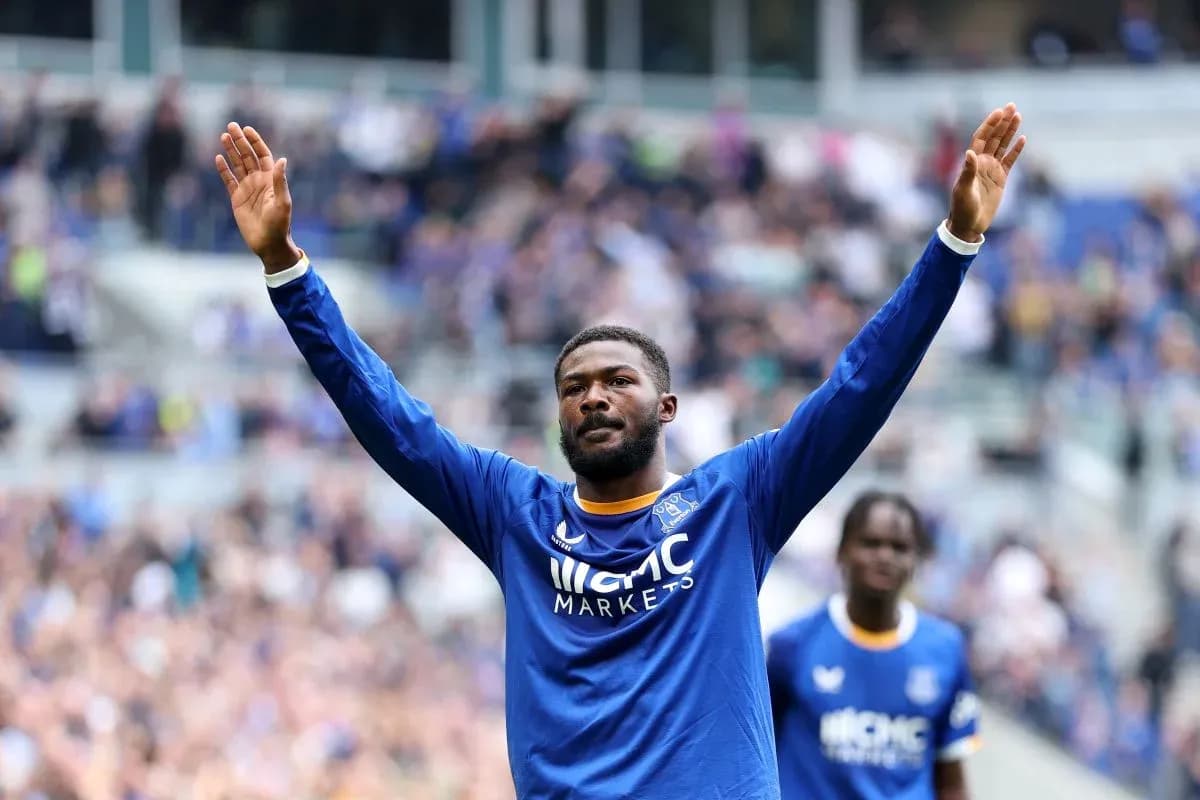 Everton player celebrating during match Everton player celebrating during match