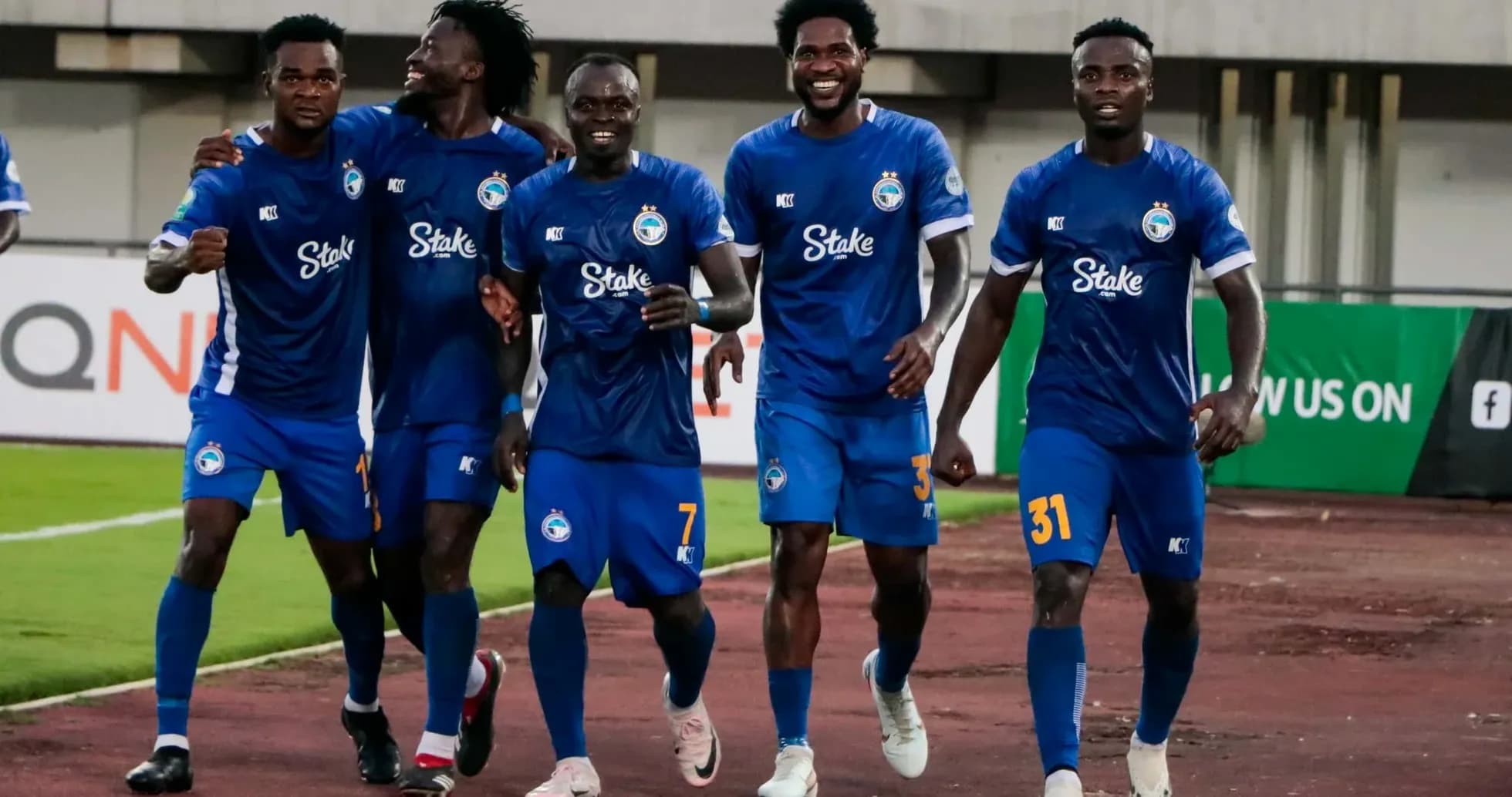 Enyimba players celebrating a goal during match Enyimba players celebrating a goal during match