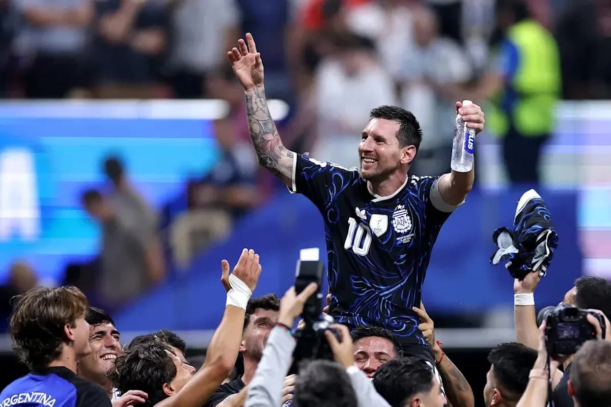 Player celebrating with teammates after victory Player celebrating with teammates after victory