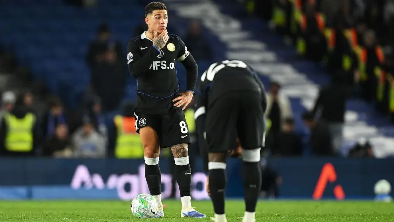 Chelsea player contemplating during match against Brighton Chelsea player contemplating during match against Brighton