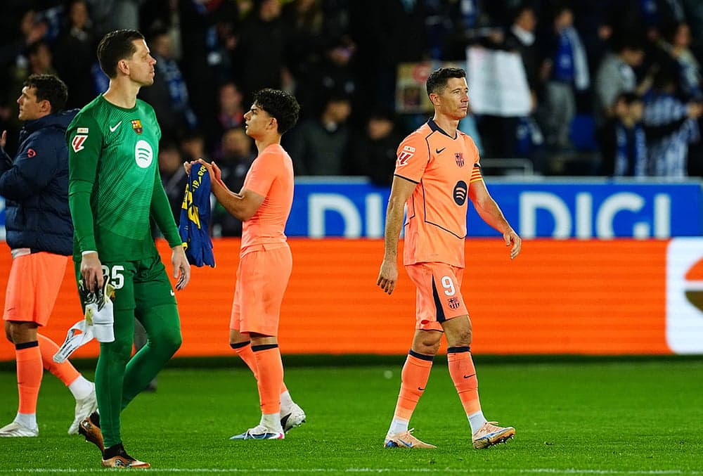 Barcelona players walking off the pitch after match Barcelona players walking off the pitch after match