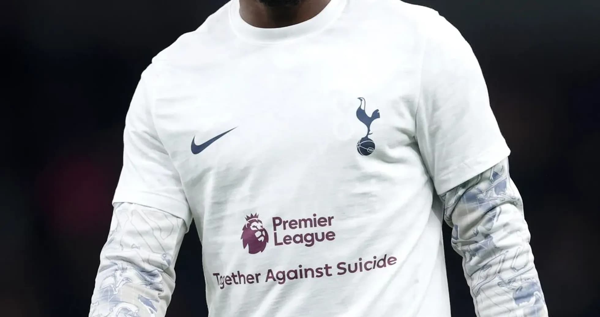Player in Tottenham shirt during warm-up session Player in Tottenham shirt during warm-up session