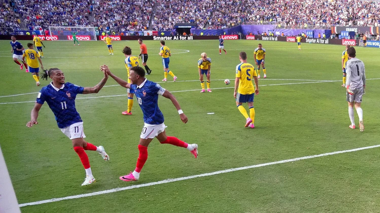 France players celebrating goal against Sweden France players celebrating goal against Sweden