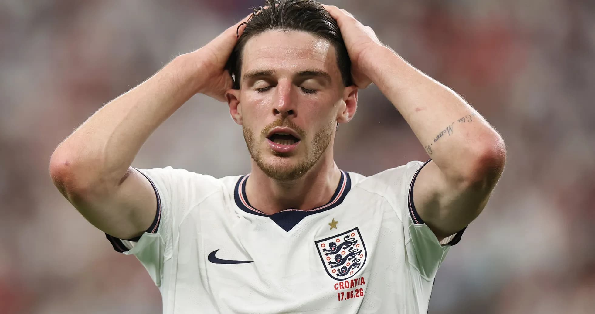 Player in England kit reacting during match Player in England kit reacting during match
