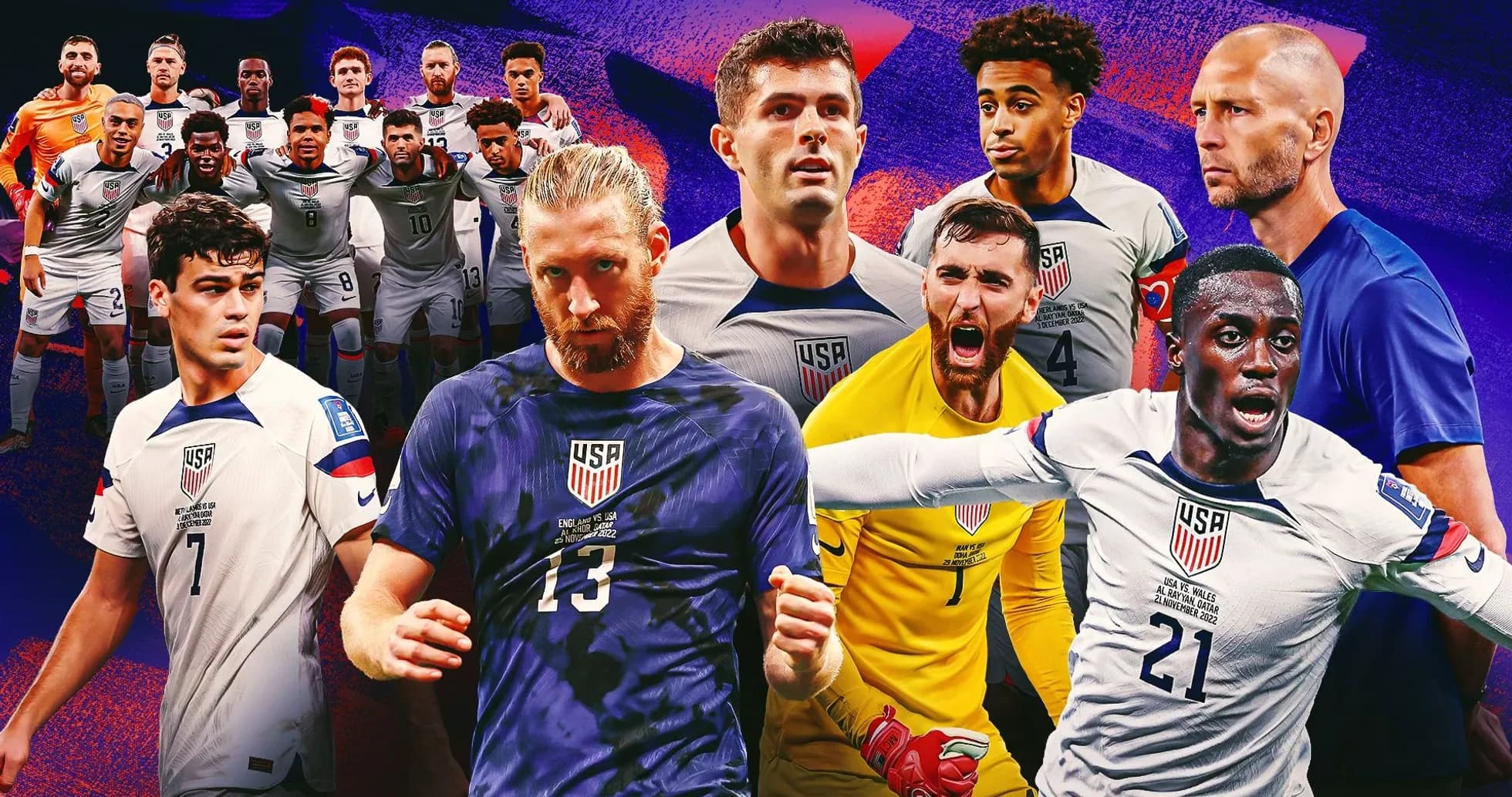 US Men's National Team players in dynamic collage US Men's National Team players in dynamic collage