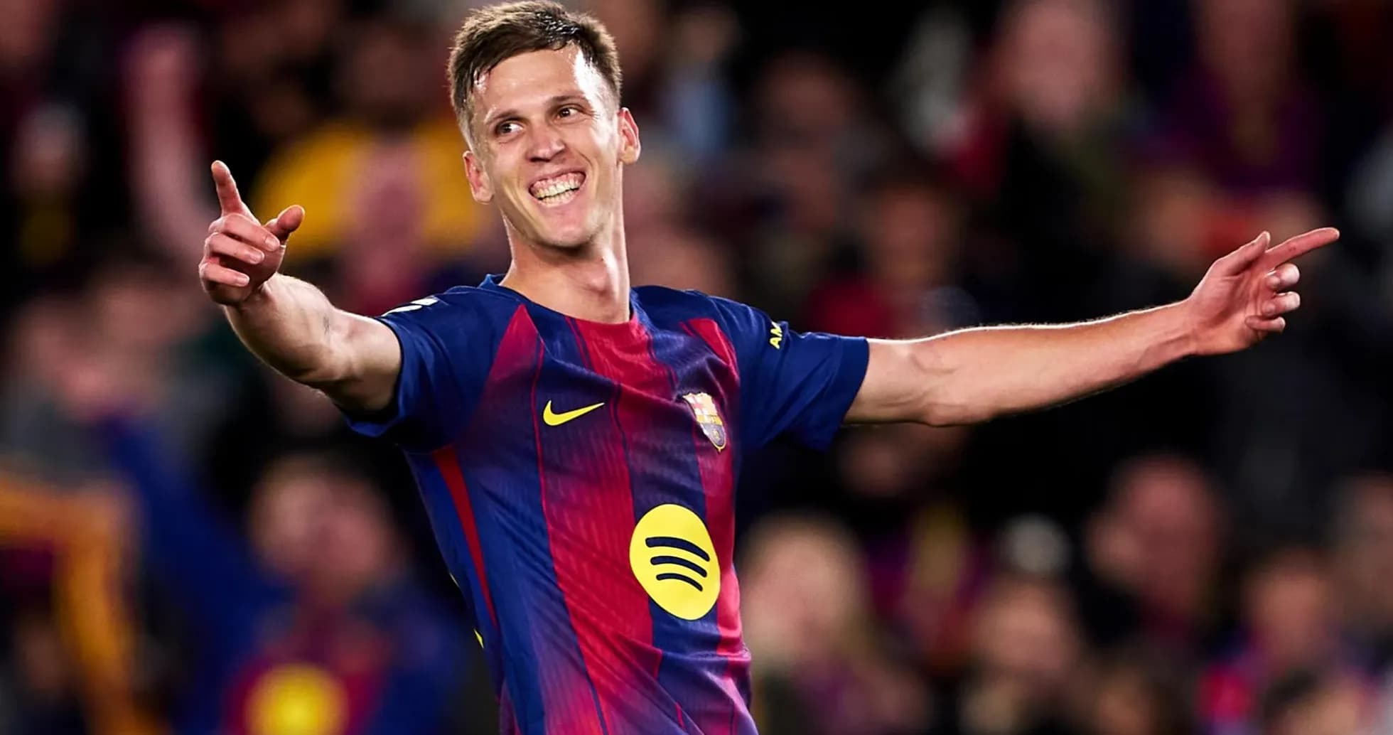 Barcelona player celebrating after scoring a goal Barcelona player celebrating after scoring a goal