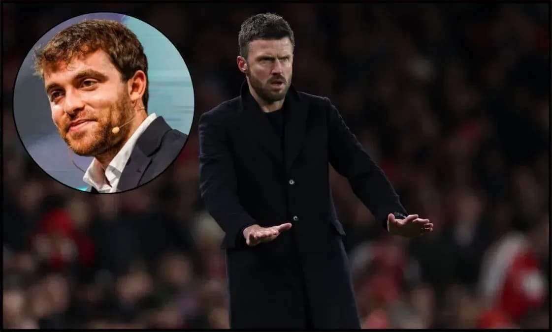 Manager gesturing during match with inset of speaker Manager gesturing during match with inset of speaker