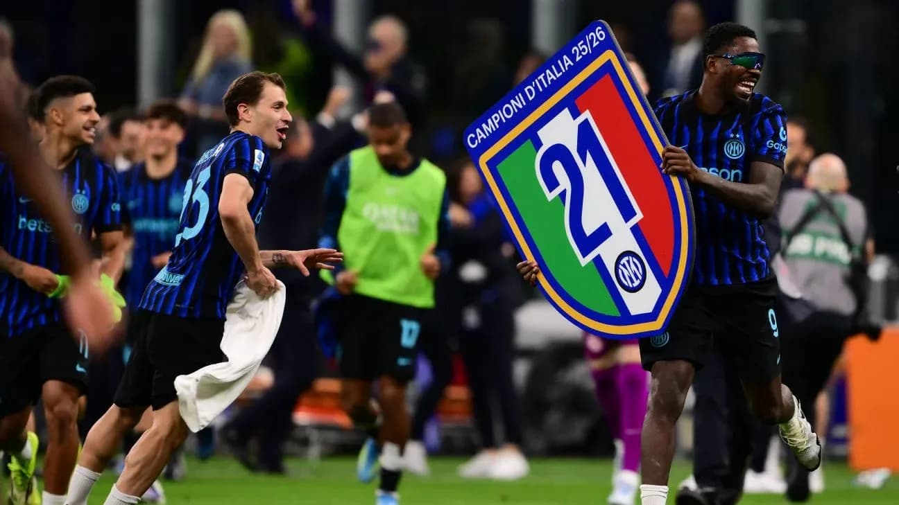 Inter players celebrating Serie A title victory Inter players celebrating Serie A title victory