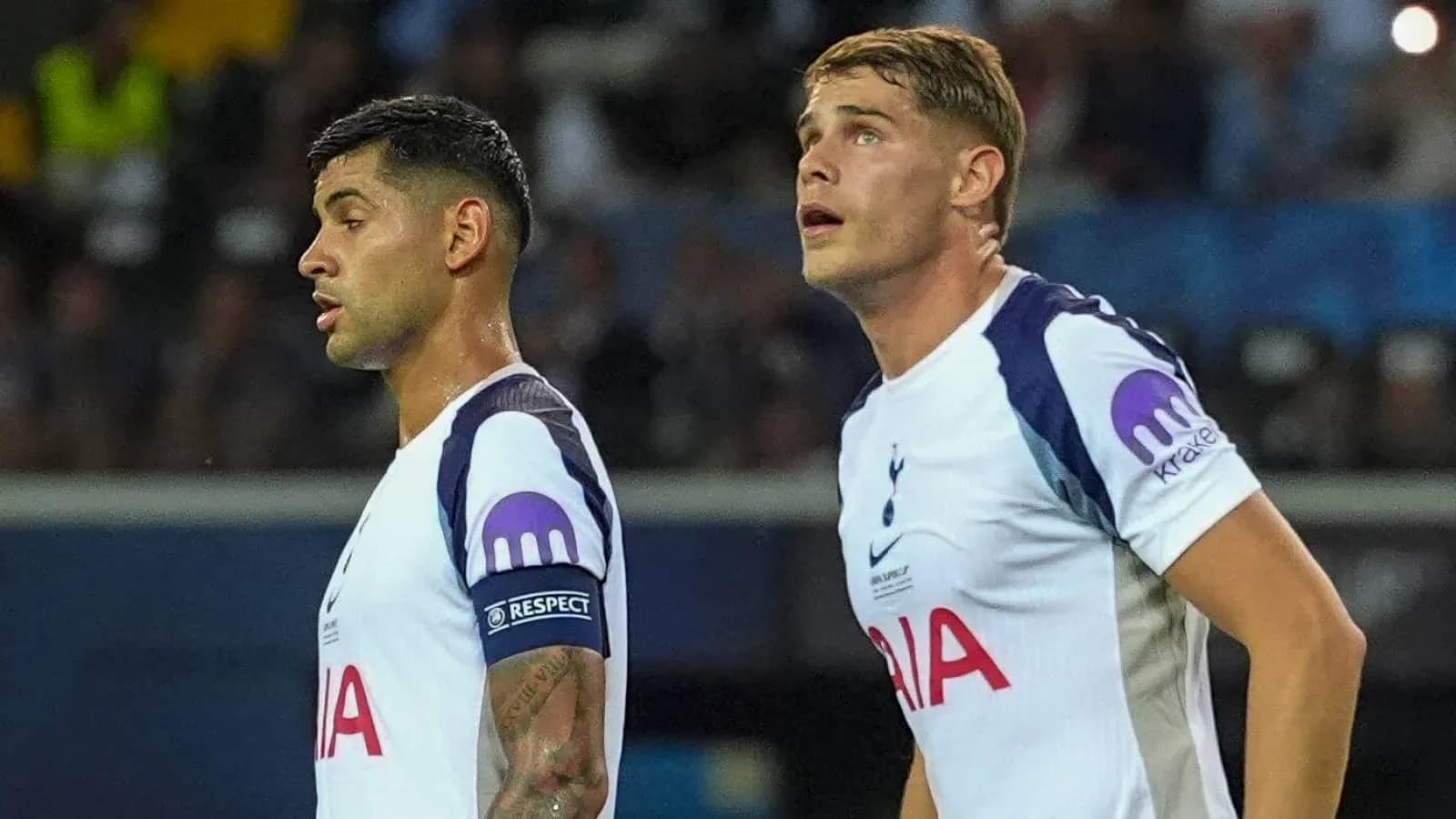 Two Tottenham players during a match moment Two Tottenham players during a match moment