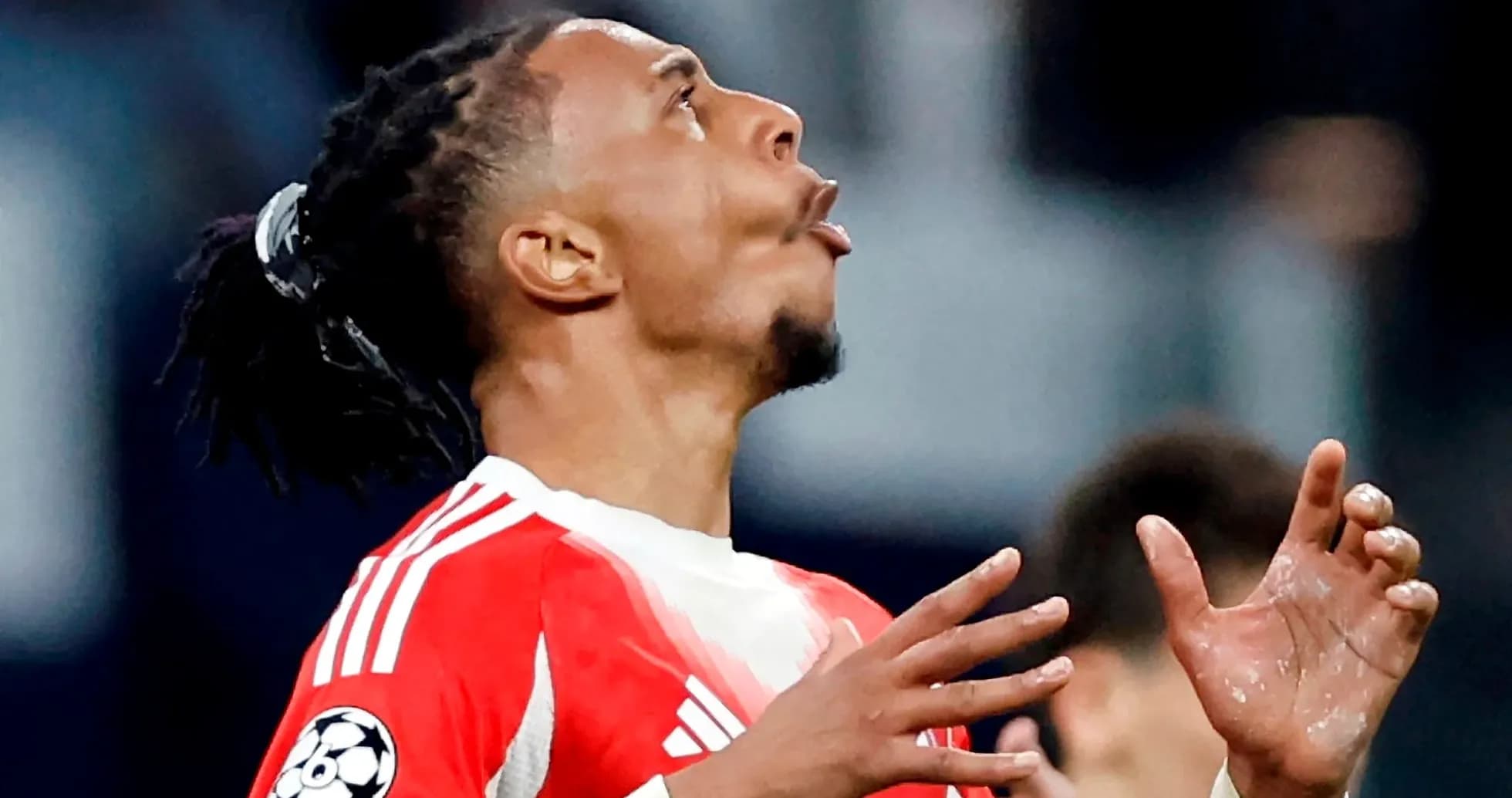 Player gesturing during Champions League match Player gesturing during Champions League match