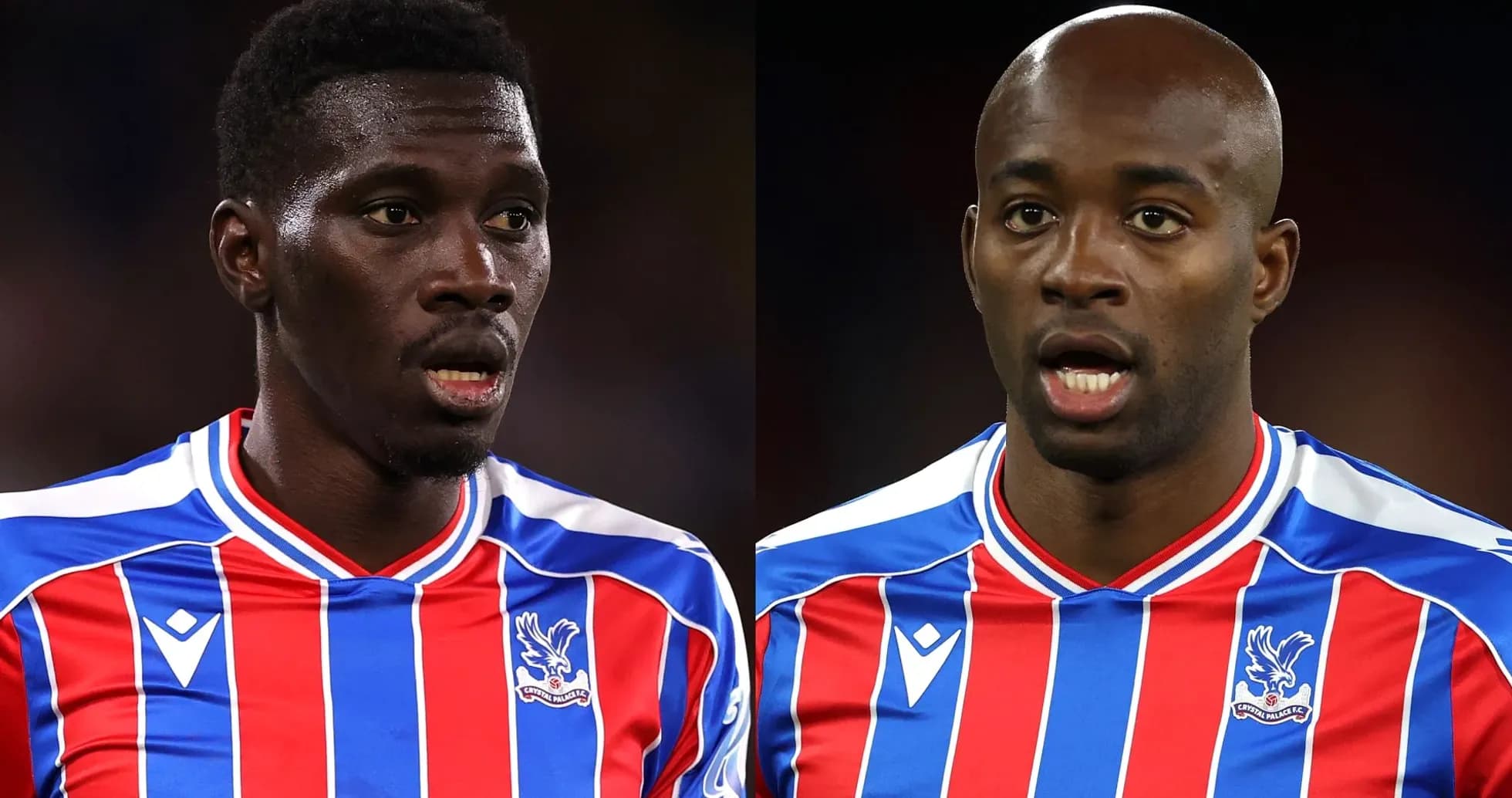 Two Crystal Palace players in team jerseys Two Crystal Palace players in team jerseys