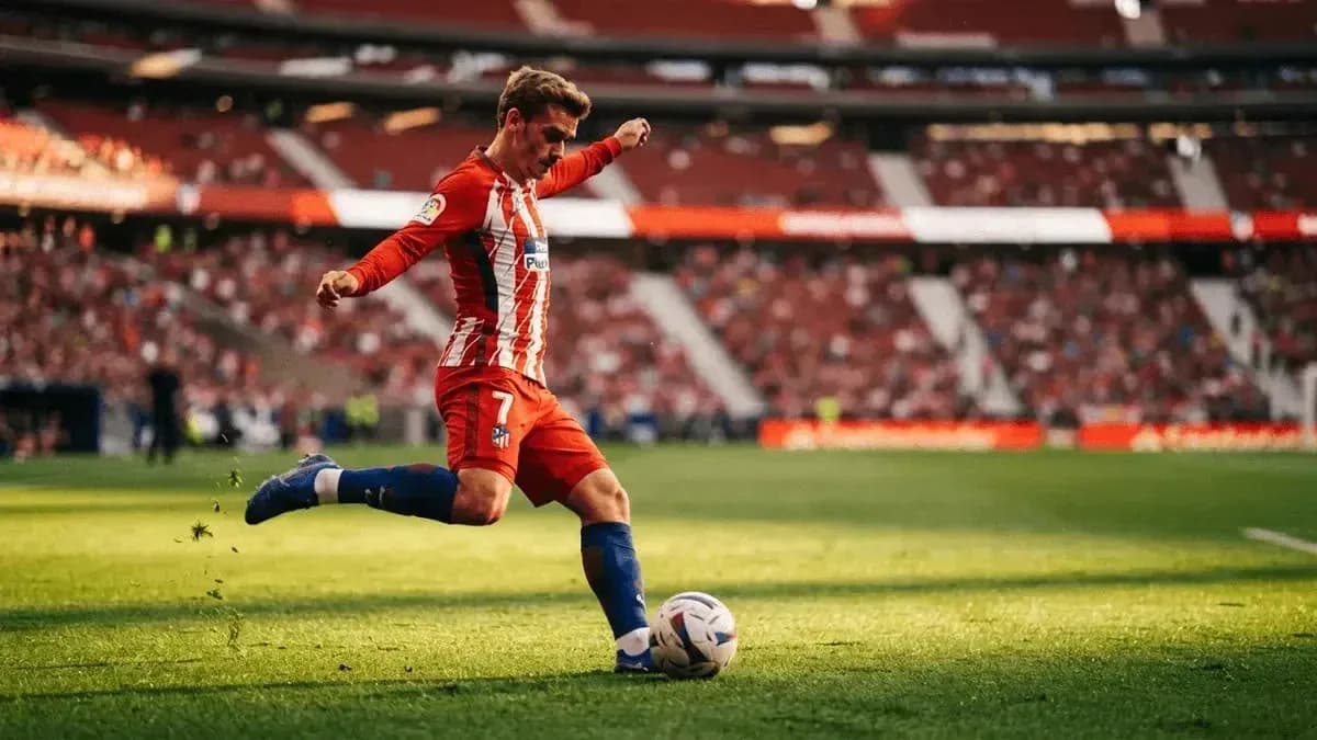 Player kicking ball on field during match Player kicking ball on field during match