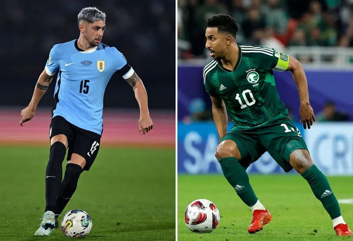 Uruguay and Saudi Arabia players during match Uruguay and Saudi Arabia players during match
