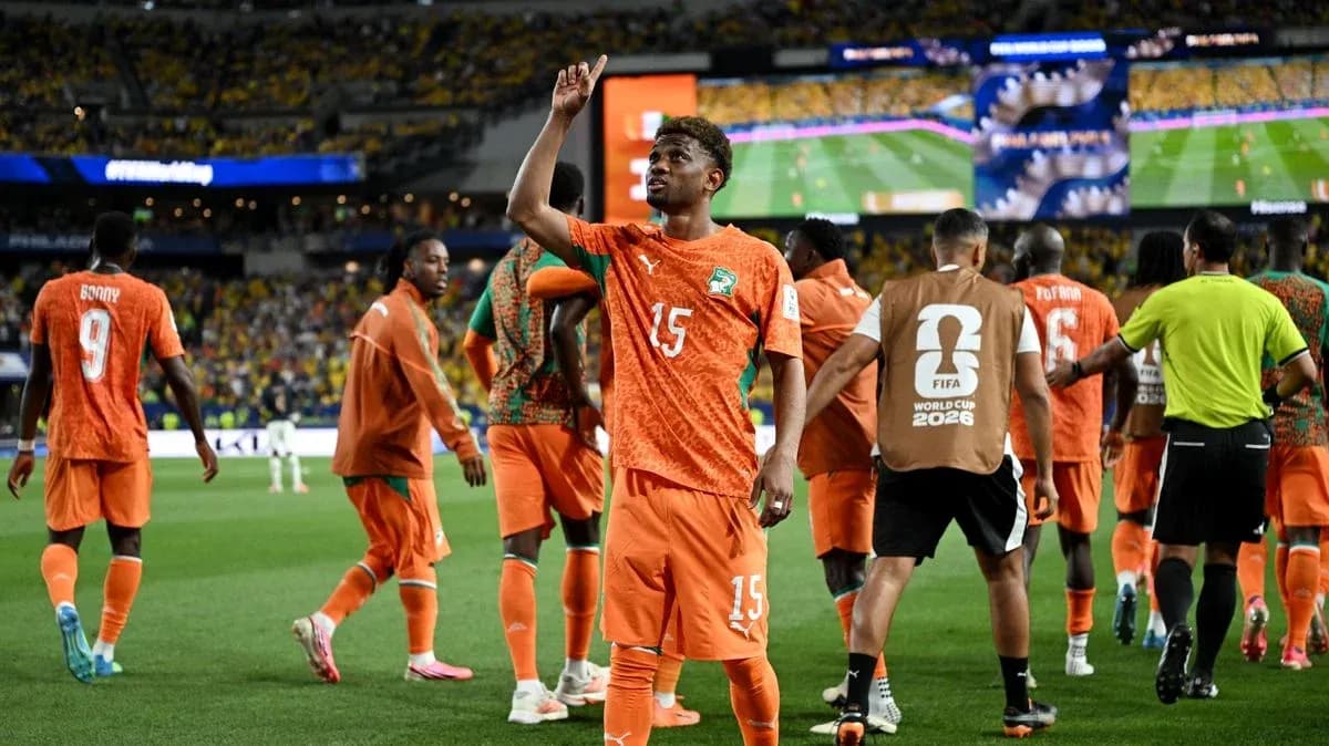 Ivorian player celebrating after scoring a goal Ivorian player celebrating after scoring a goal