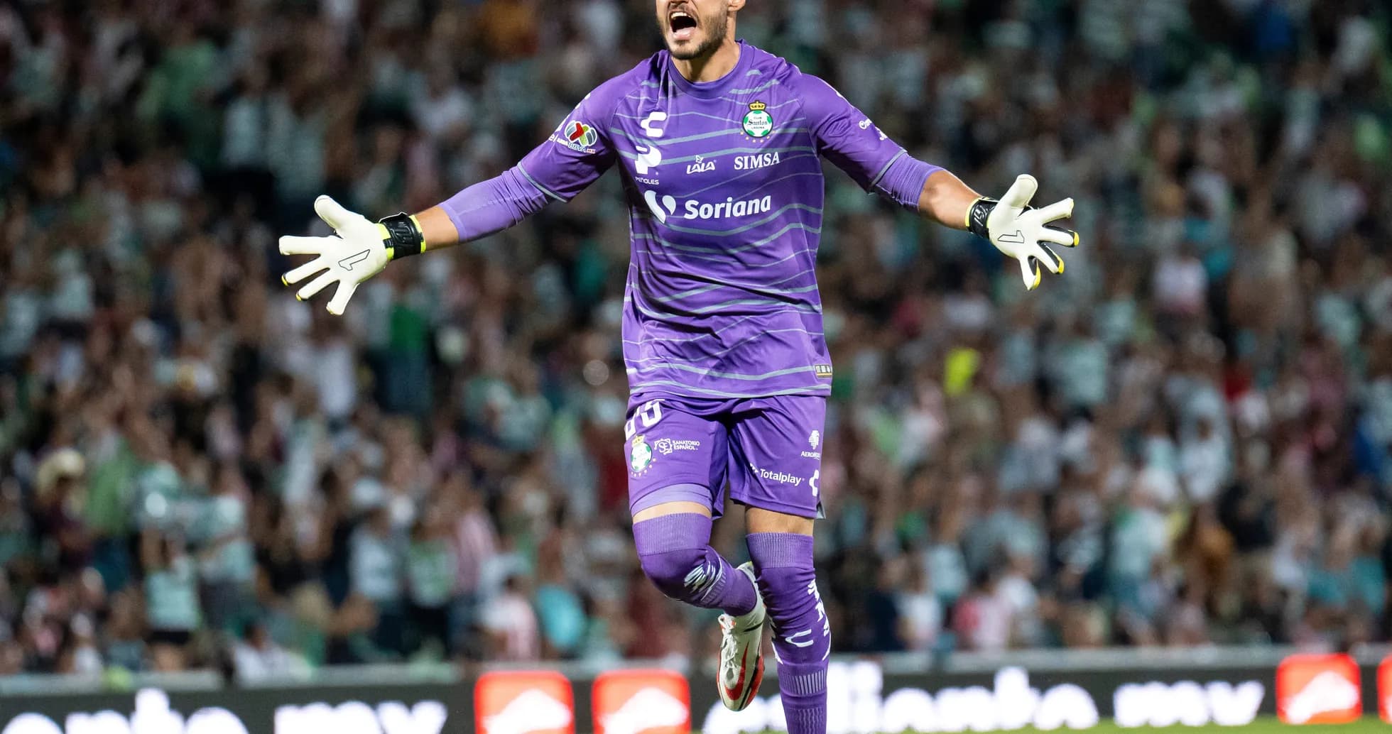 Goalkeeper celebrating during Santos Laguna match Goalkeeper celebrating during Santos Laguna match