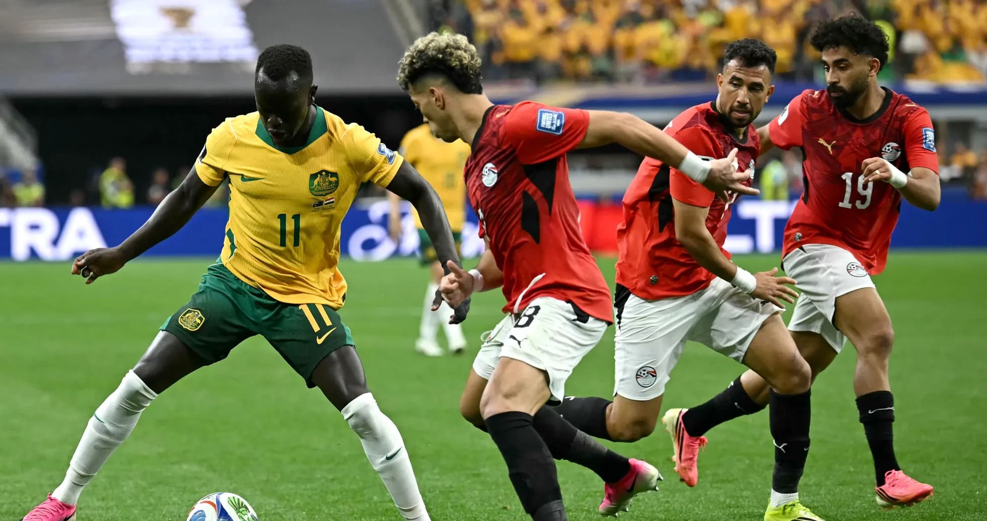 Player with ball surrounded by defenders during match Player with ball surrounded by defenders during match