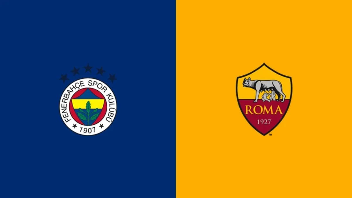 Logos of Fenerbahçe and AS Roma on backgrounds Logos of Fenerbahçe and AS Roma on backgrounds