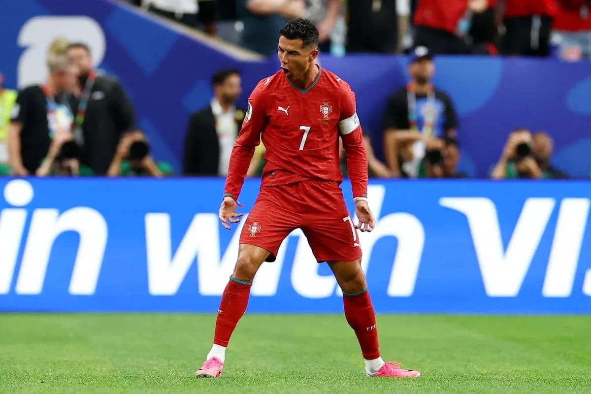 Player celebrating in Portugal national team kit Player celebrating in Portugal national team kit