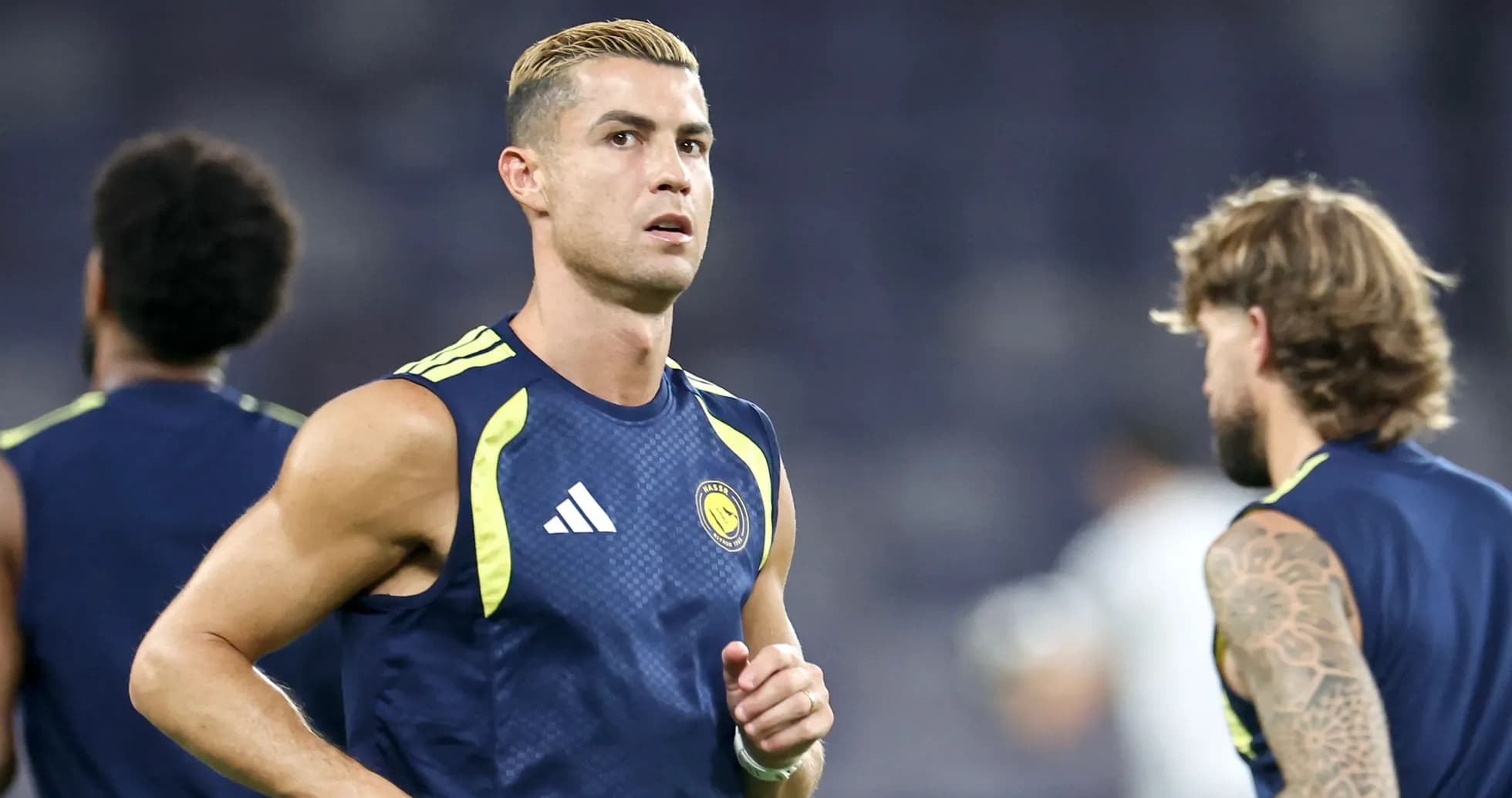 Cristiano Ronaldo warming up during training session Cristiano Ronaldo warming up during training session