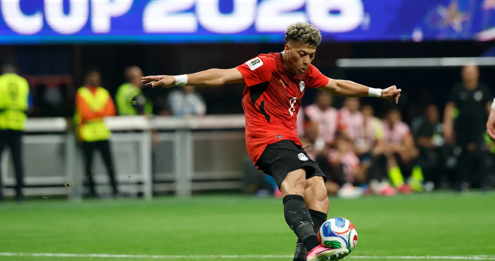 Player kicking ball during 2026 World Cup qualifier Player kicking ball during 2026 World Cup qualifier