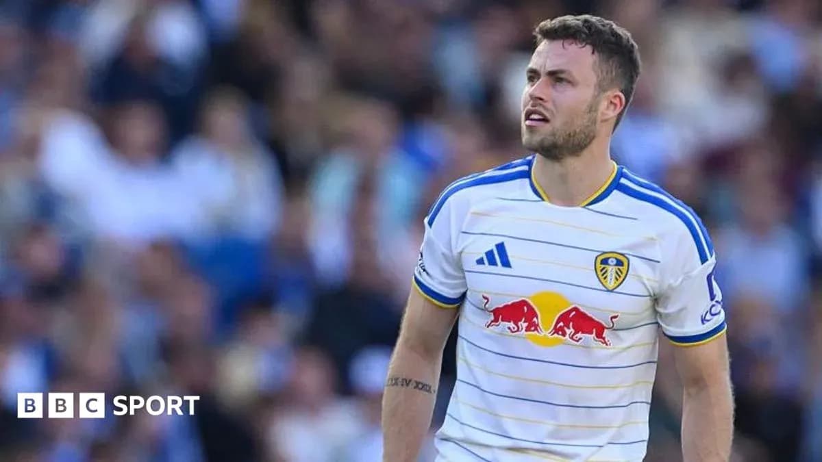 Player in Leeds United kit during match Player in Leeds United kit during match