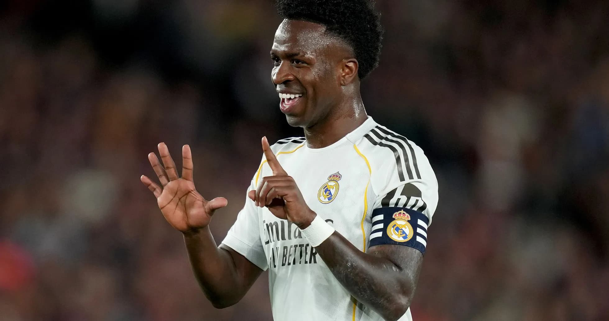 Player celebrating during a match for Real Madrid Player celebrating during a match for Real Madrid