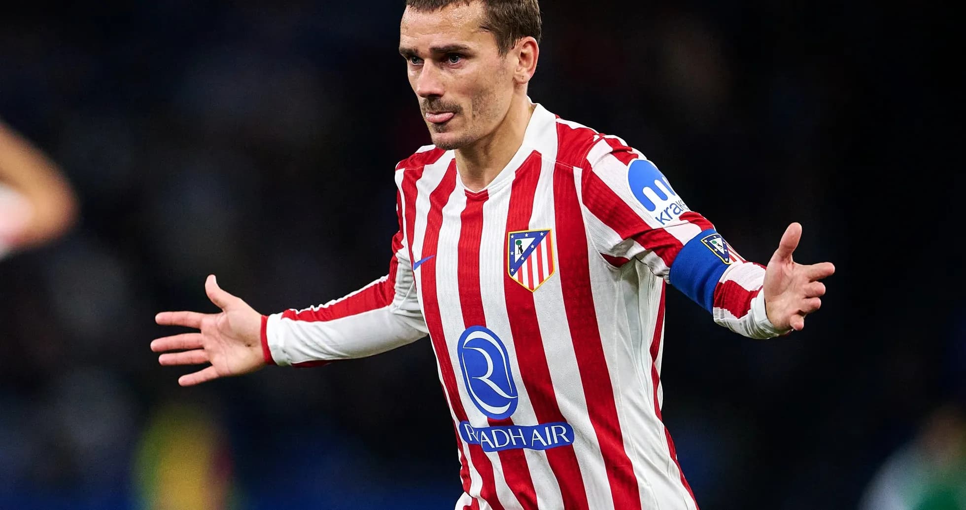 Atletico Madrid player celebrating during La Liga match Atletico Madrid player celebrating during La Liga match