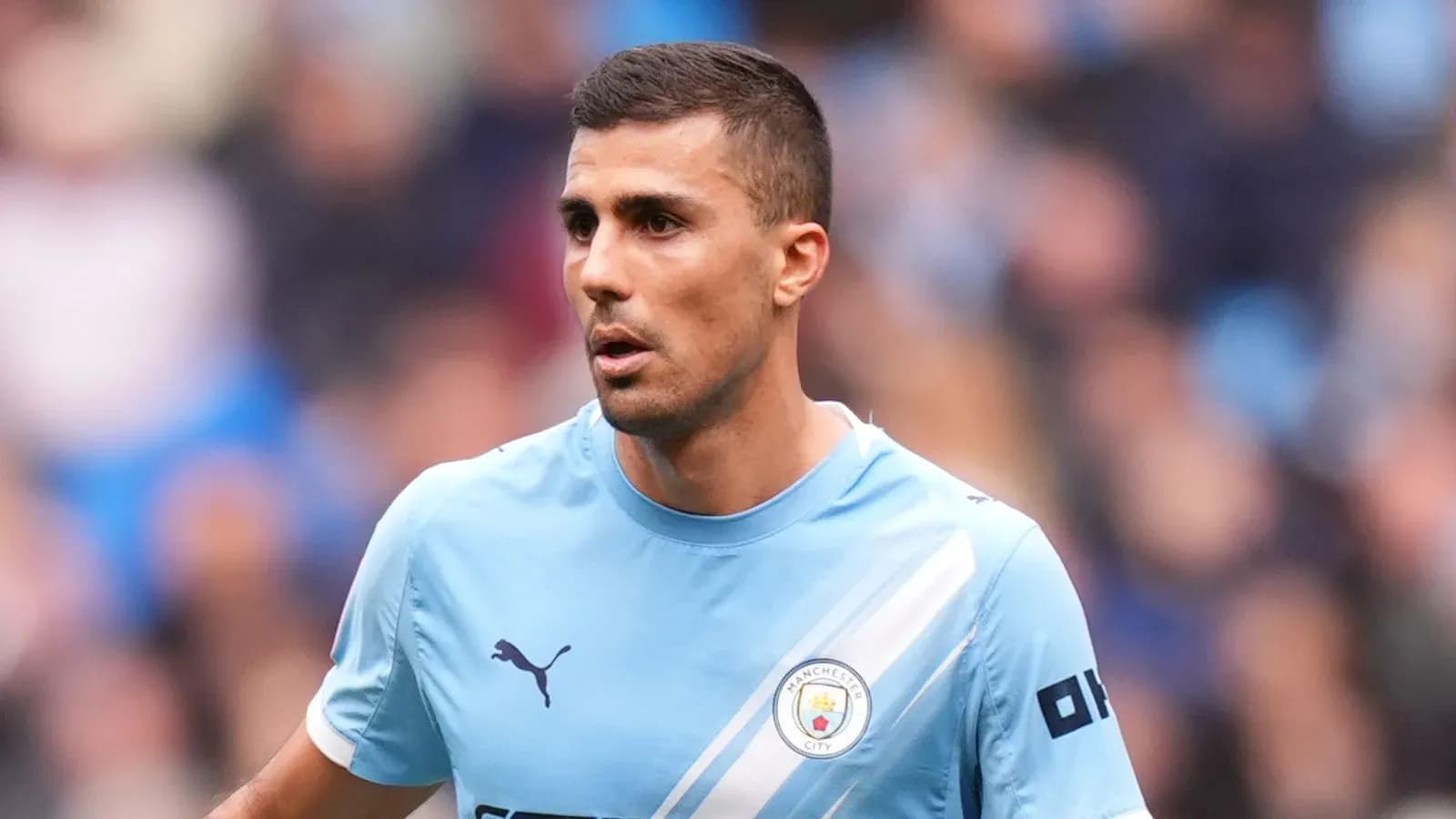 Player wearing Manchester City kit during match Player wearing Manchester City kit during match