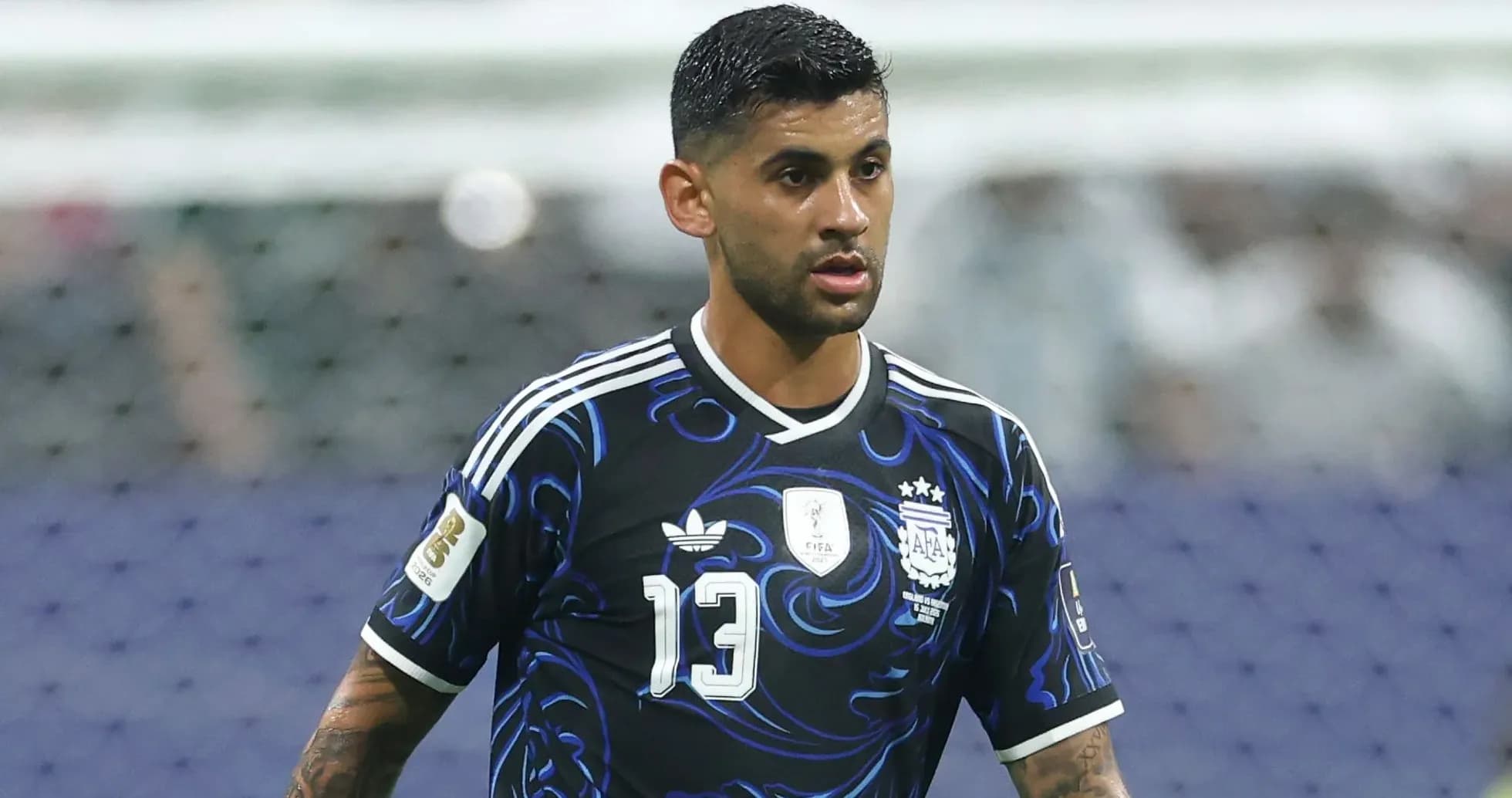 Player in Argentina jersey during football match Player in Argentina jersey during football match