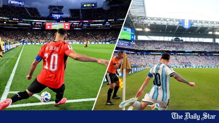 Players taking corner kicks in stadiums Players taking corner kicks in stadiums