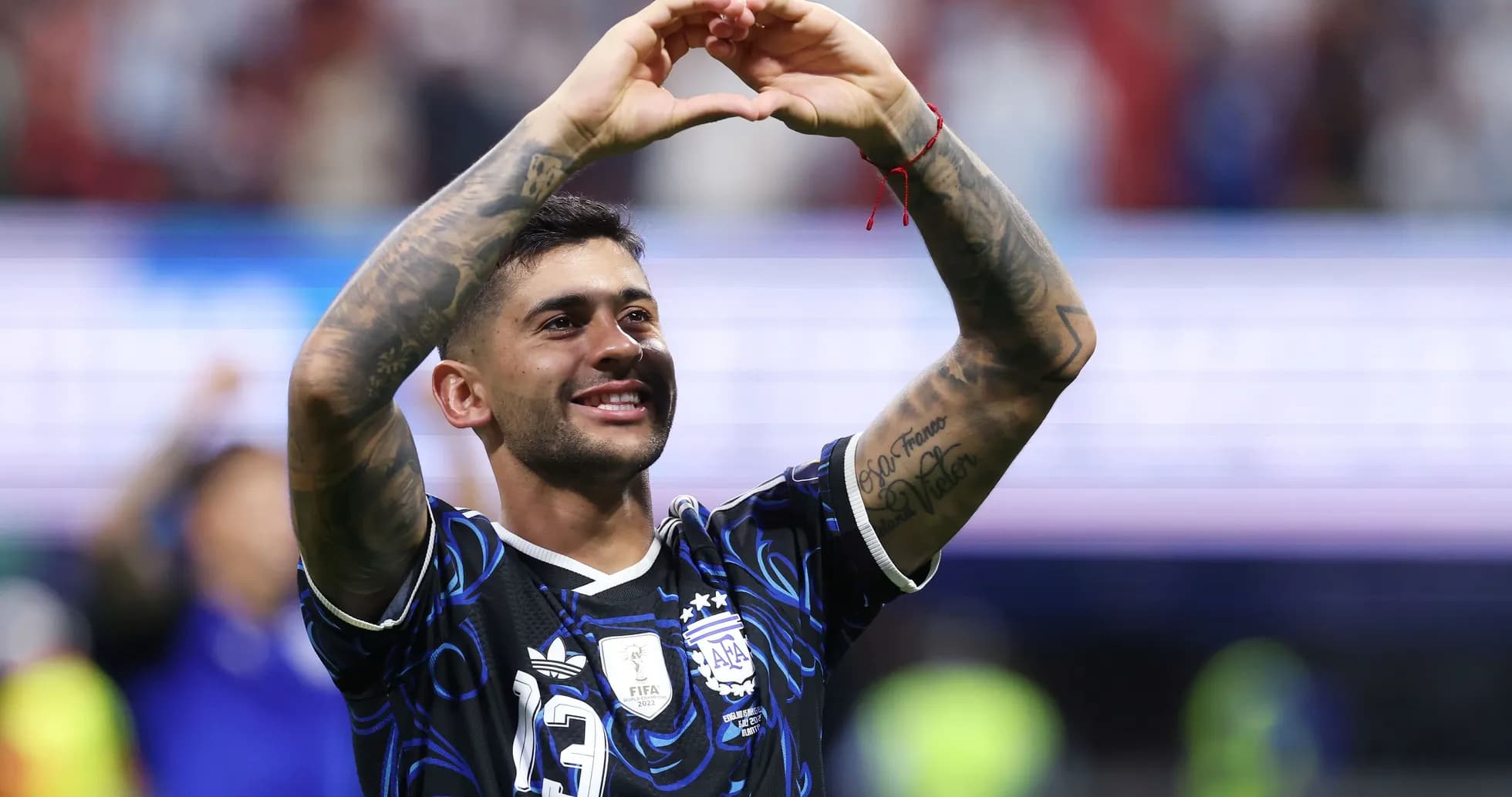 Player celebrating and making heart gesture after match Player celebrating and making heart gesture after match