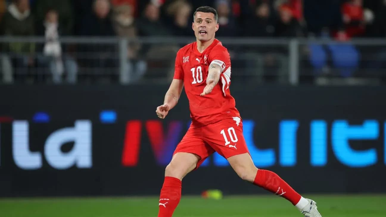 Switzerland player gesturing during football match Switzerland player gesturing during football match