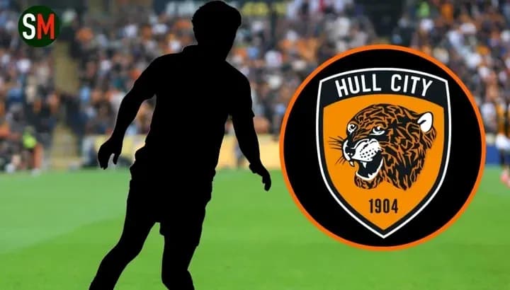 Silhouette of player with Hull City logo Silhouette of player with Hull City logo