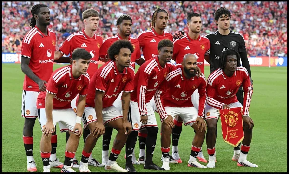 Manchester United team posing for group photo Manchester United team posing for group photo