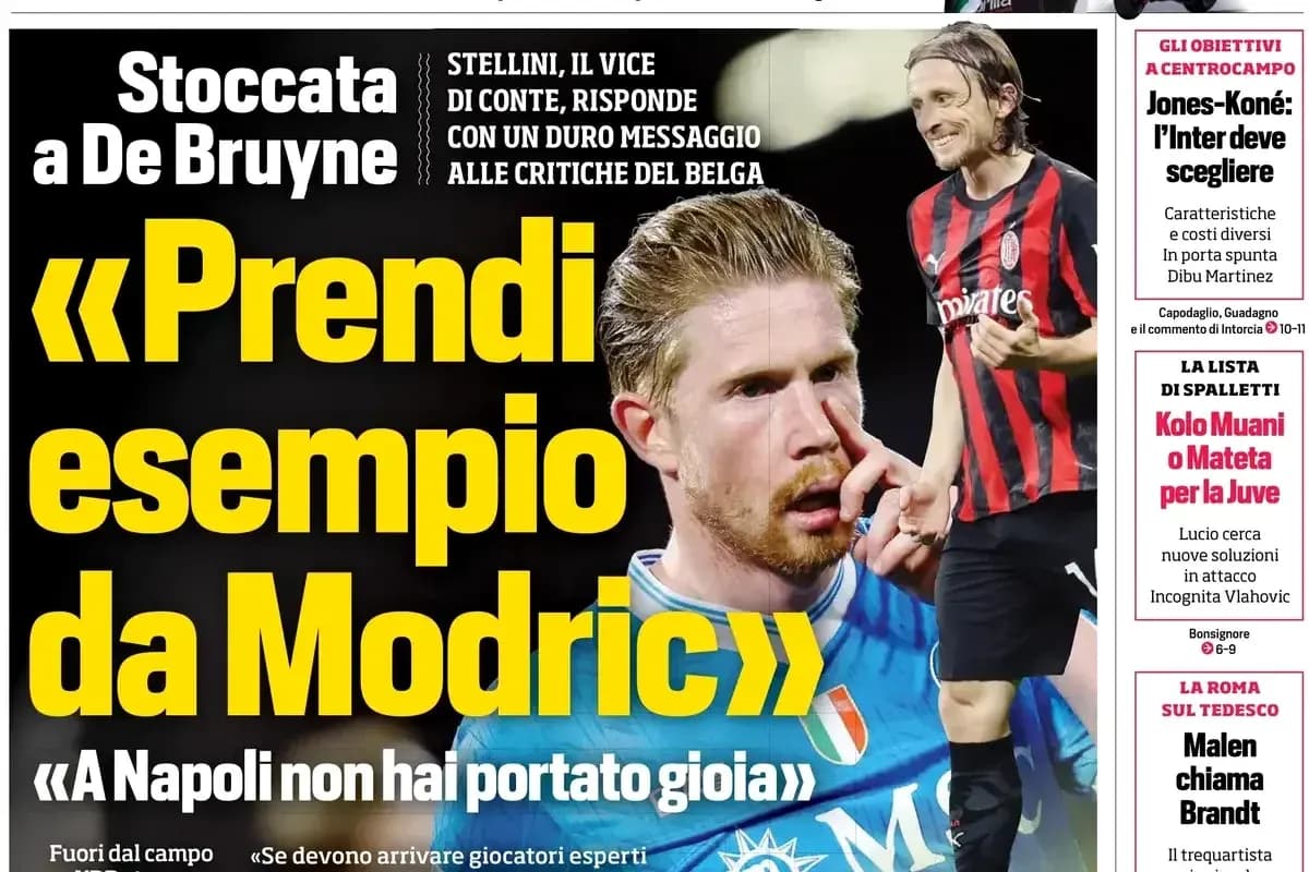 Newspaper headline featuring De Bruyne and Modric Newspaper headline featuring De Bruyne and Modric
