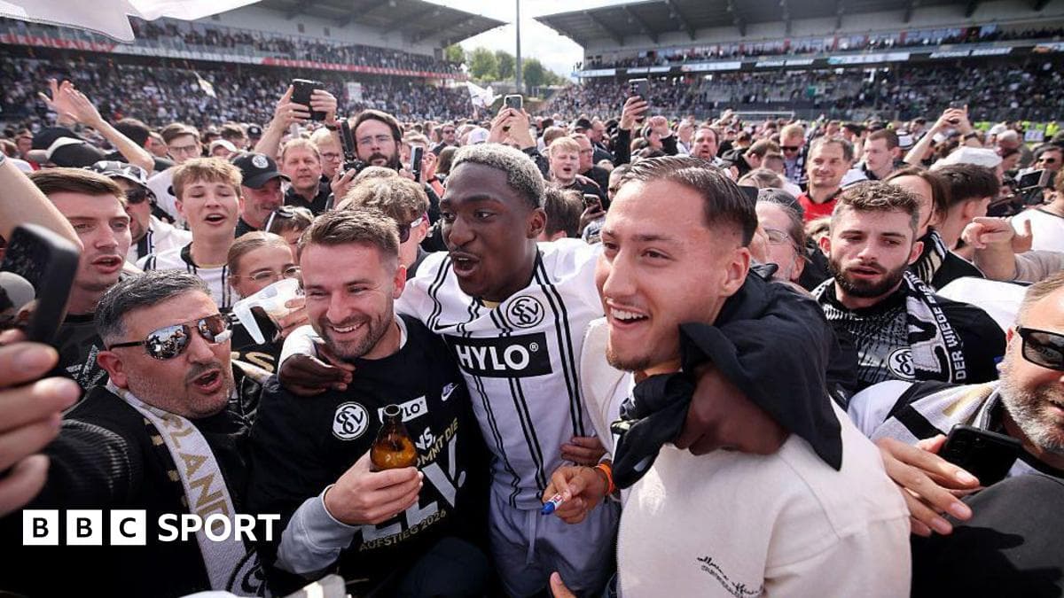 Fans celebrating with players after match victory Fans celebrating with players after match victory