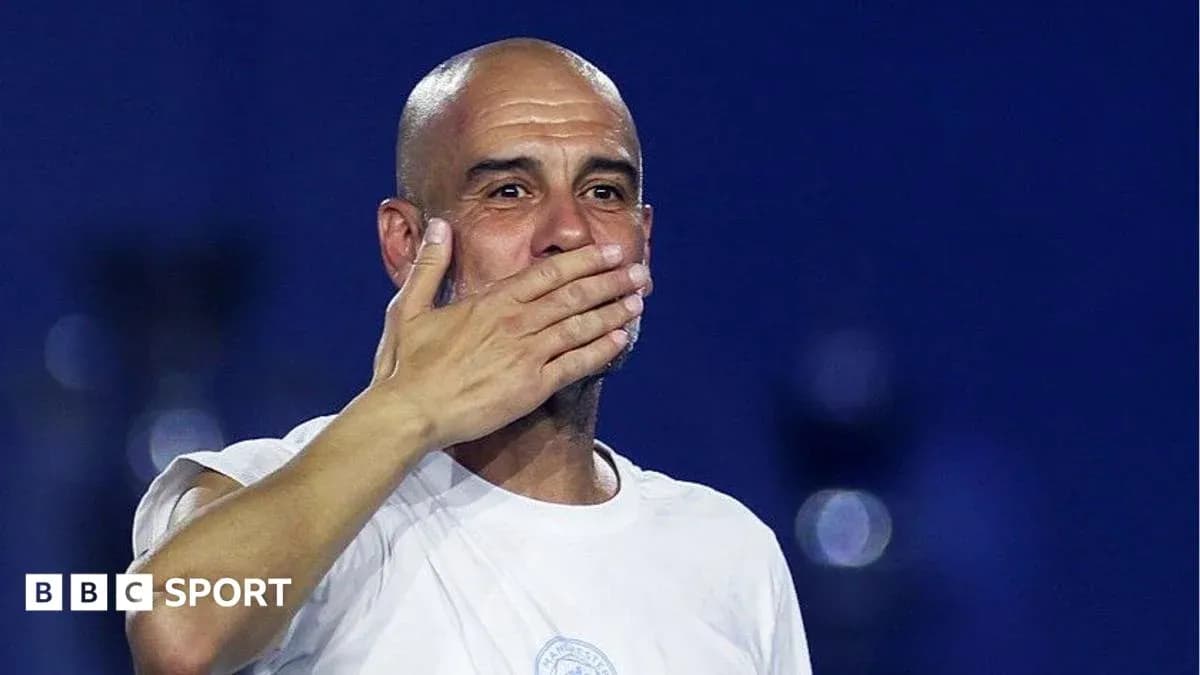 Manager gesturing during a post-match celebration Manager gesturing during a post-match celebration