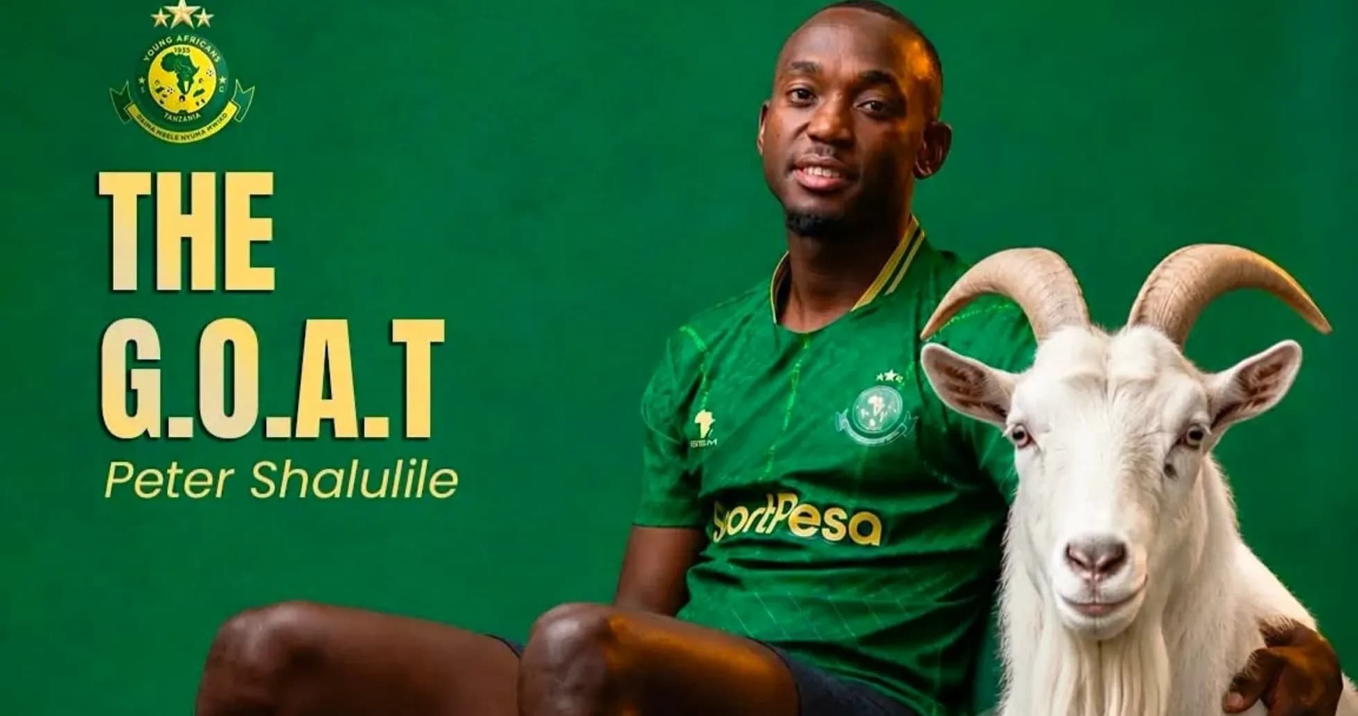Player Peter Shalulile posing with a goat Player Peter Shalulile posing with a goat