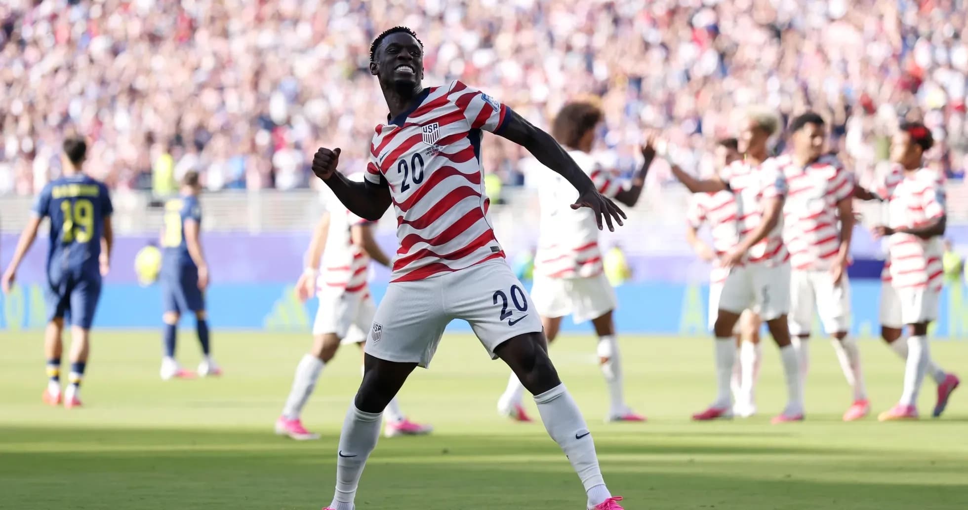 USA player celebrating a goal during match USA player celebrating a goal during match
