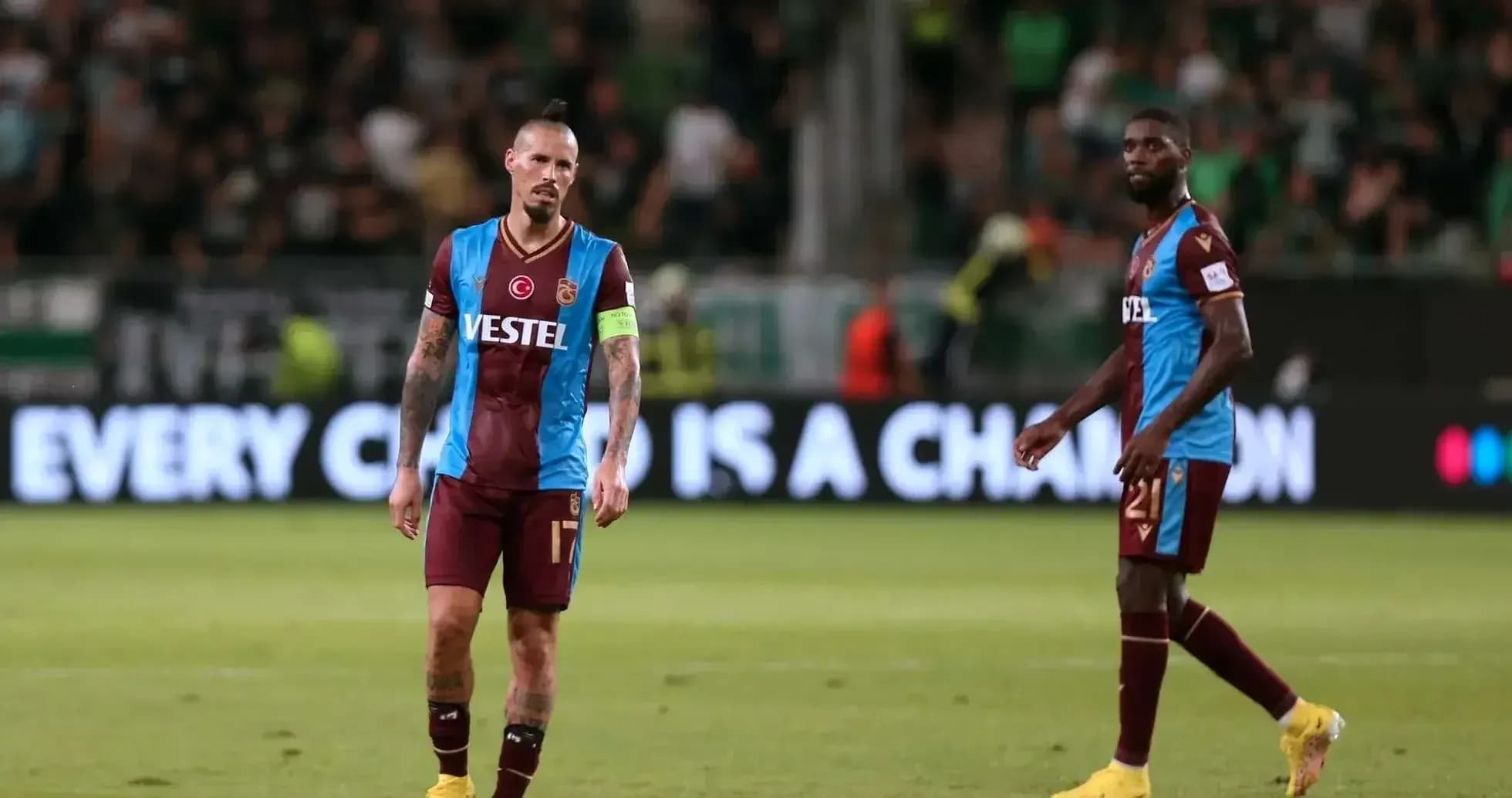 Trabzonspor players walking off the pitch Trabzonspor players walking off the pitch