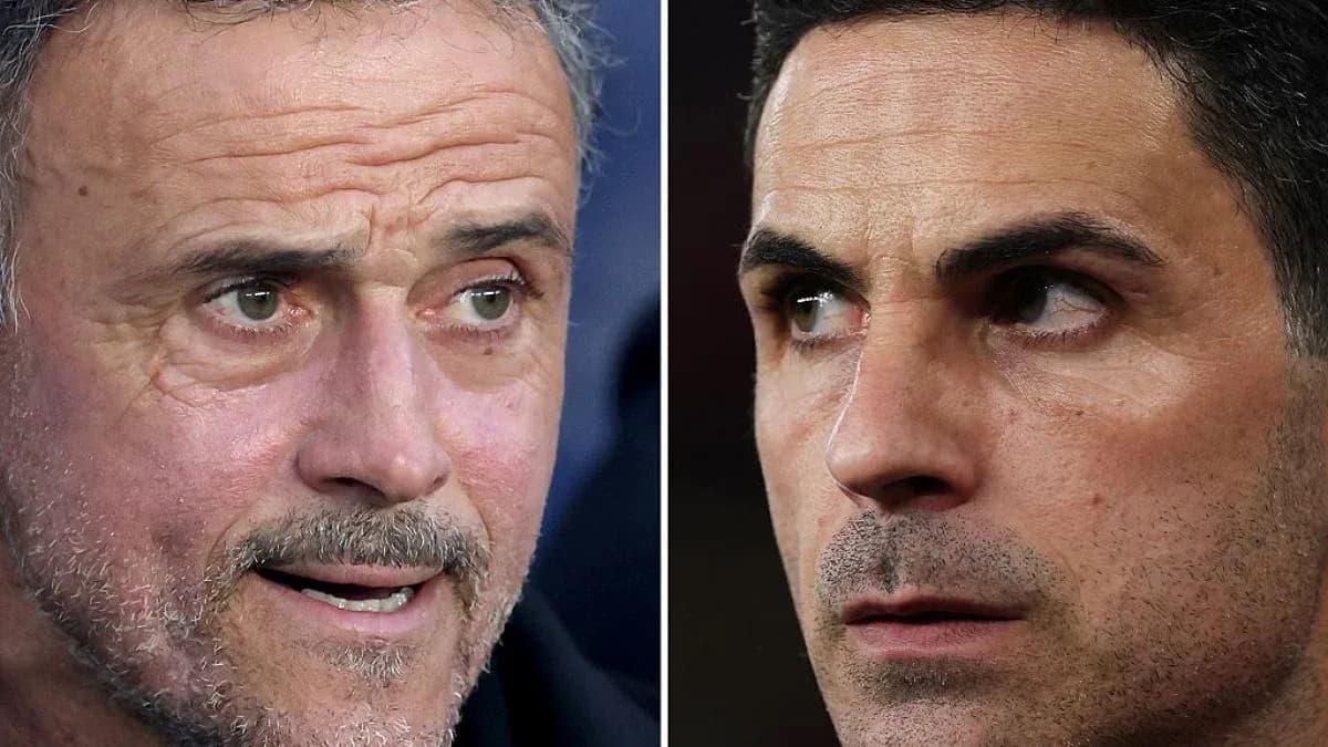 Coaches Luis Enrique and Mikel Arteta in profile Coaches Luis Enrique and Mikel Arteta in profile