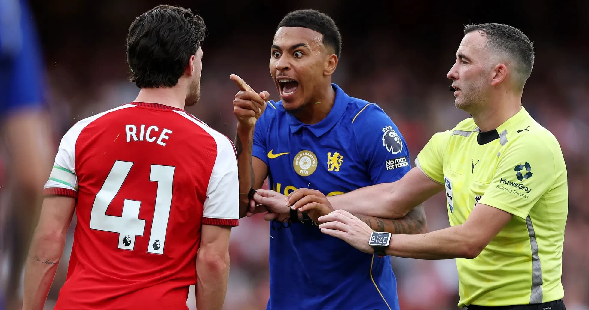 Players arguing with referee during a match Players arguing with referee during a match