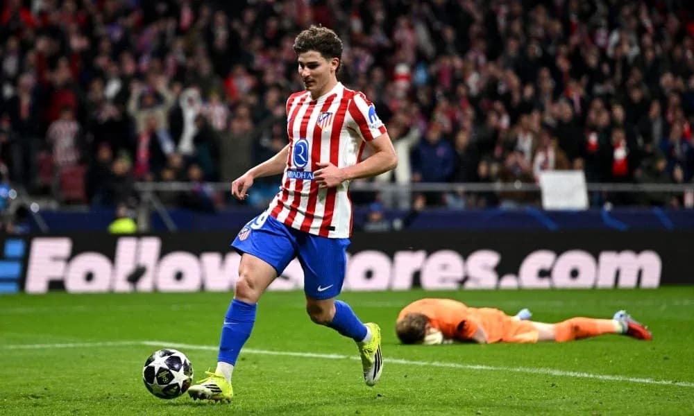 Atletico Madrid player celebrating after scoring goal Atletico Madrid player celebrating after scoring goal