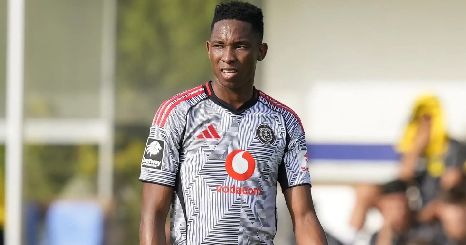 Player wearing Orlando Pirates kit during training session Player wearing Orlando Pirates kit during training session