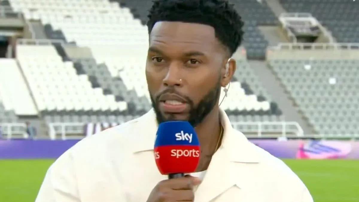 Presenter speaking into microphone at stadium Presenter speaking into microphone at stadium