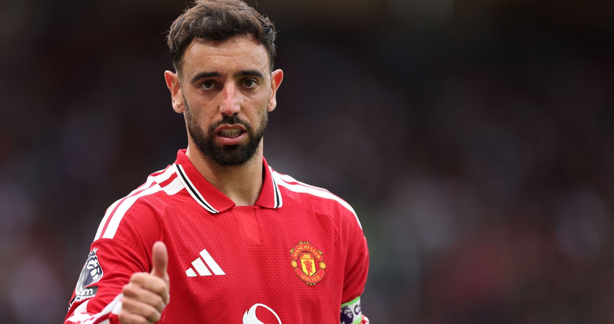 Bruno Fernandes gesturing during Manchester United match Bruno Fernandes gesturing during Manchester United match
