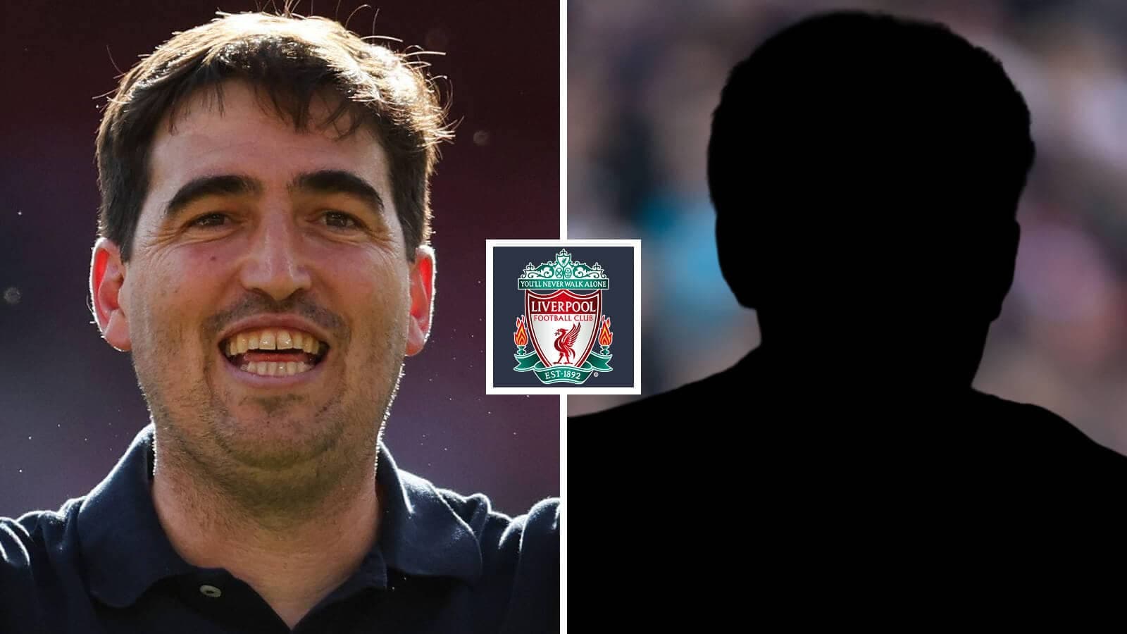 Smiling coach alongside Liverpool FC logo and silhouette Smiling coach alongside Liverpool FC logo and silhouette