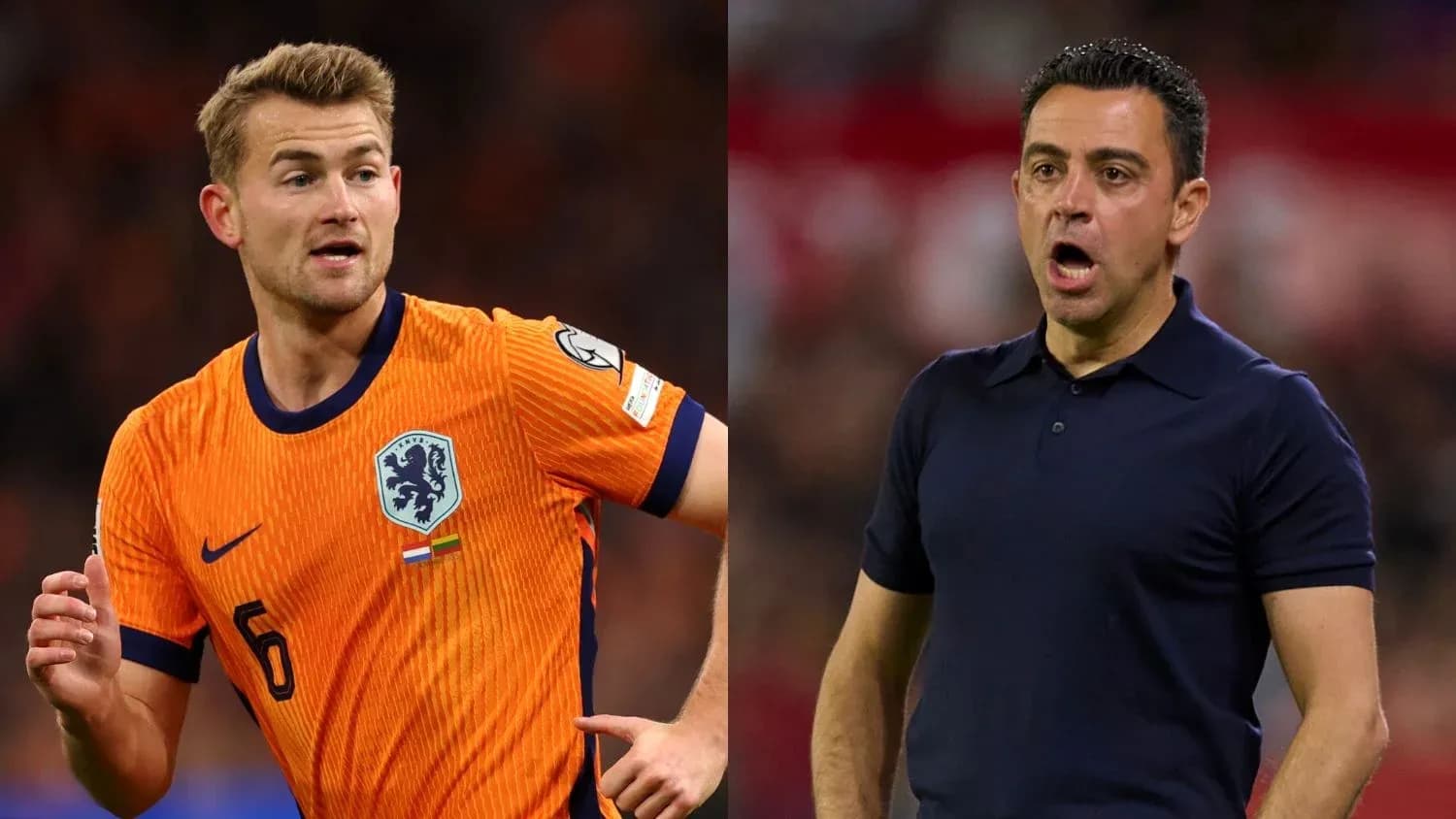 Matthijs de Ligt in Netherlands kit and Xavi coaching Matthijs de Ligt in Netherlands kit and Xavi coaching