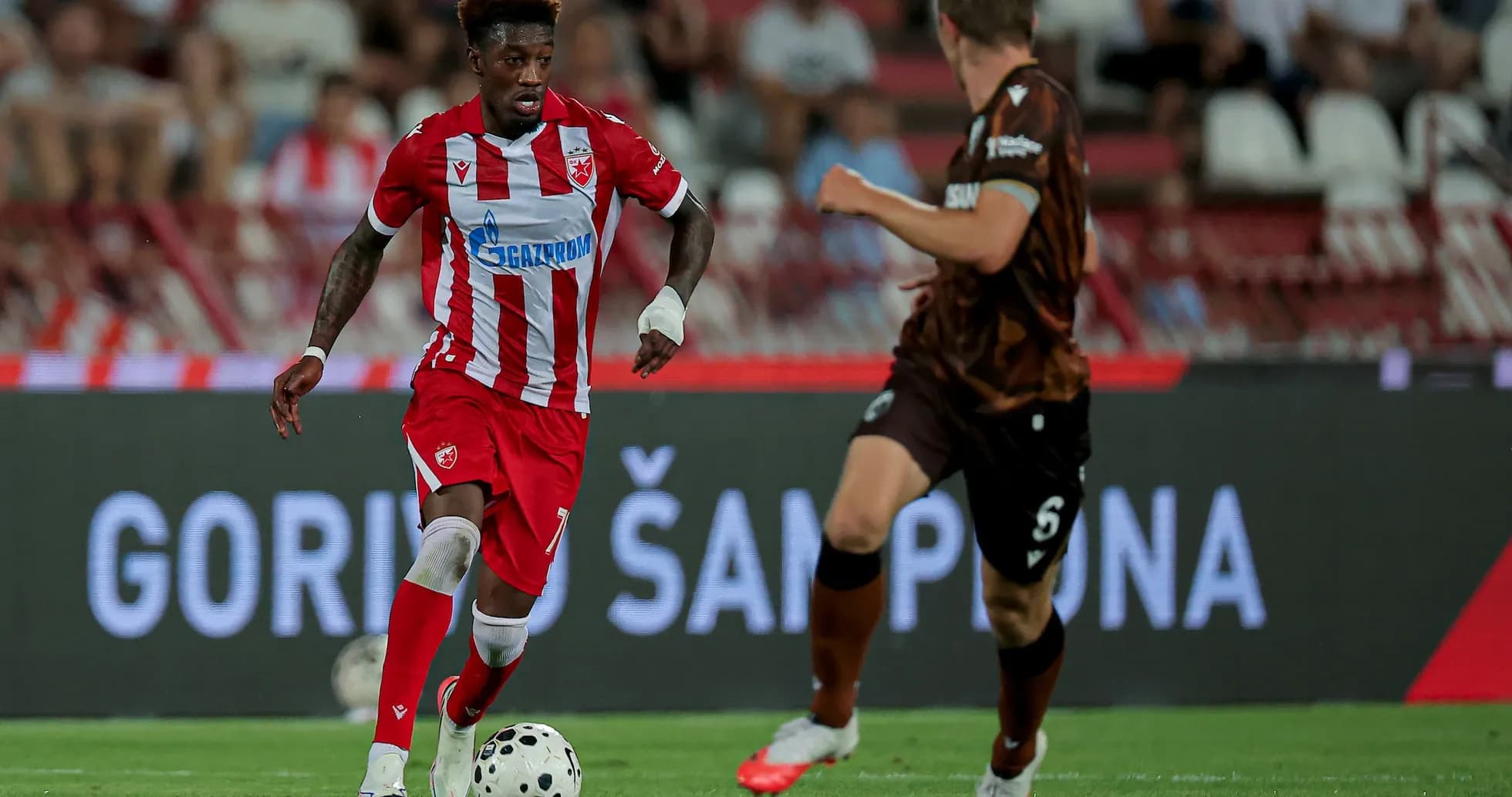 Player dribbling during Plzen vs Crvena Zvezda match Player dribbling during Plzen vs Crvena Zvezda match