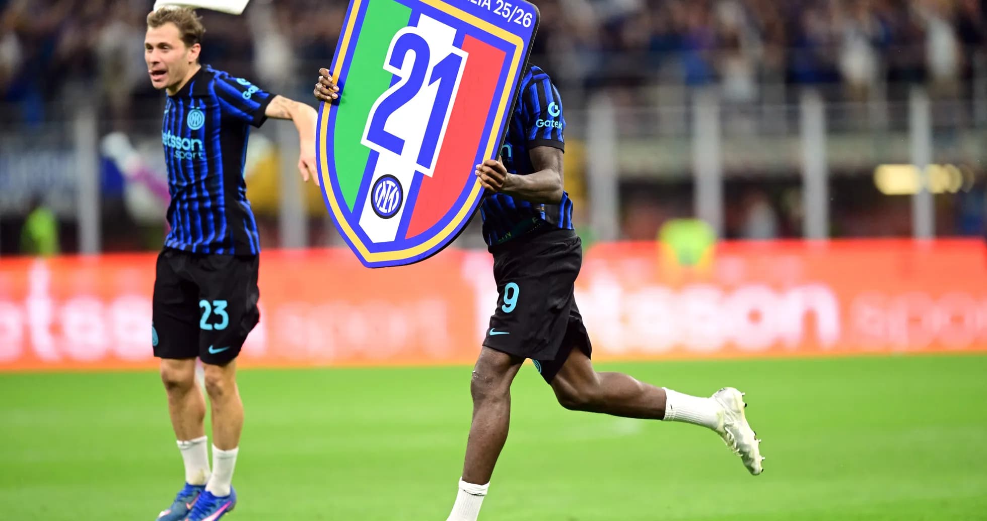 Inter players celebrating Serie A victory Inter players celebrating Serie A victory